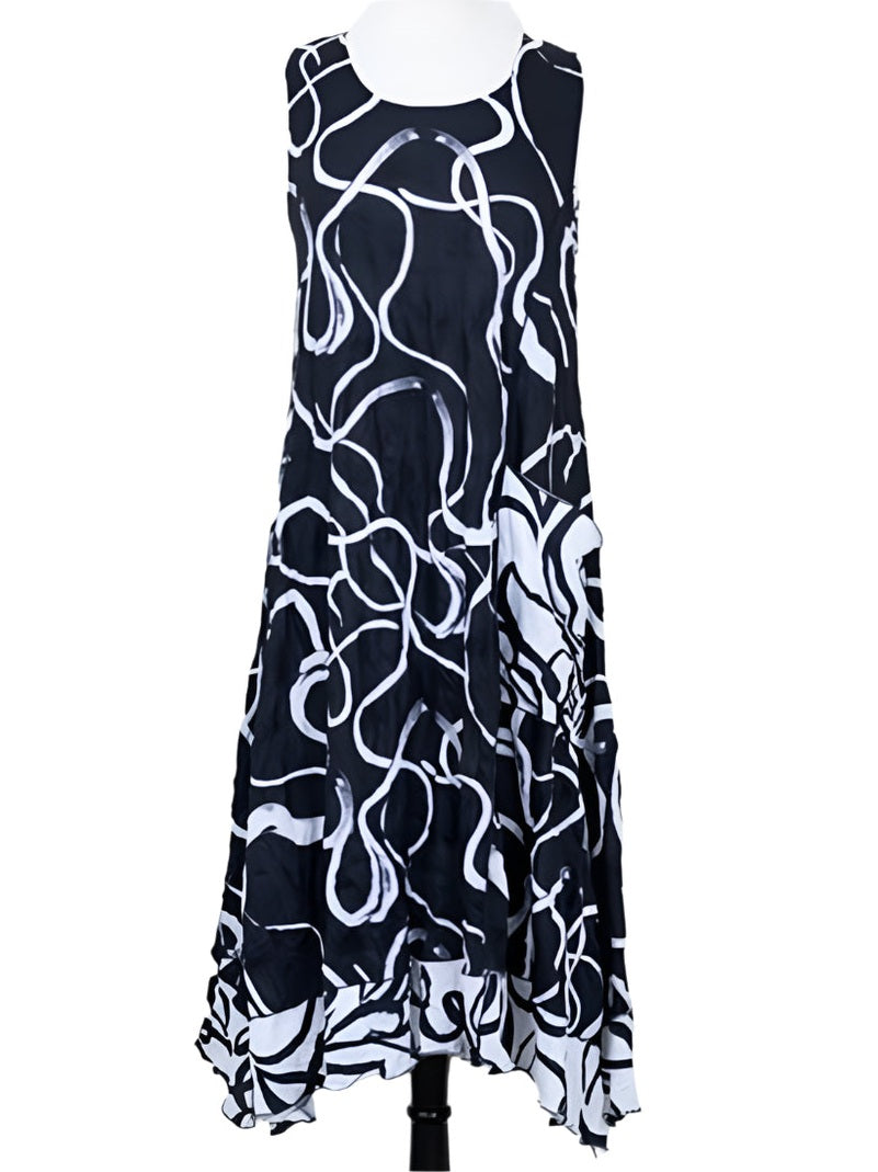 Dress Black/White Long Mixed Print 524