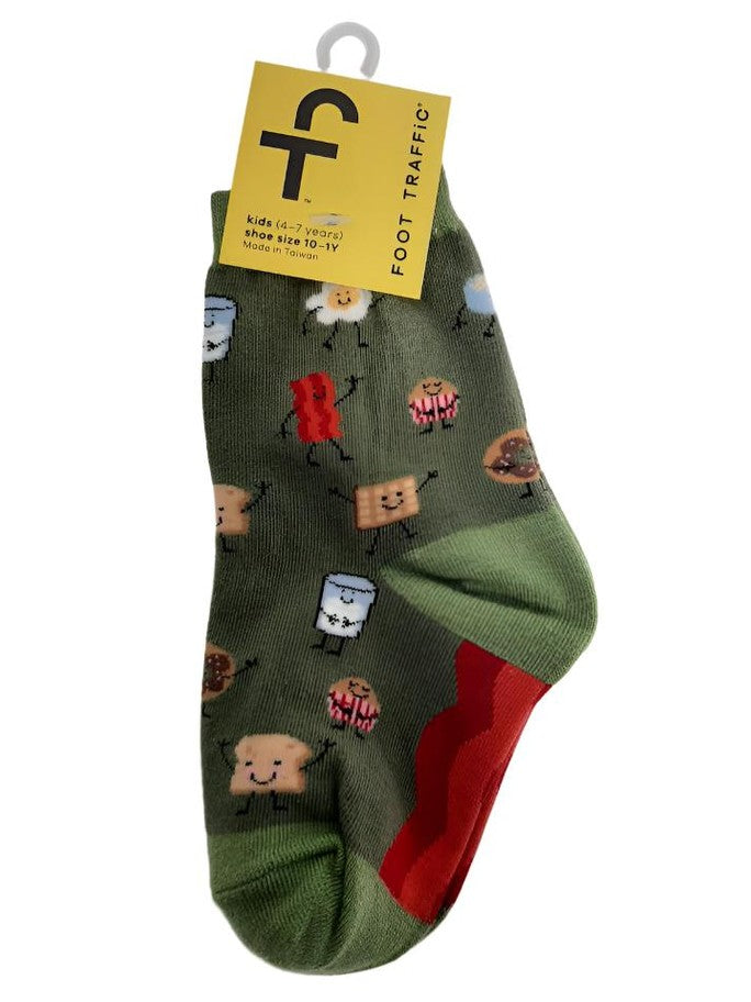 Kid's Socks Two Sizes available Green Beakfast 7008