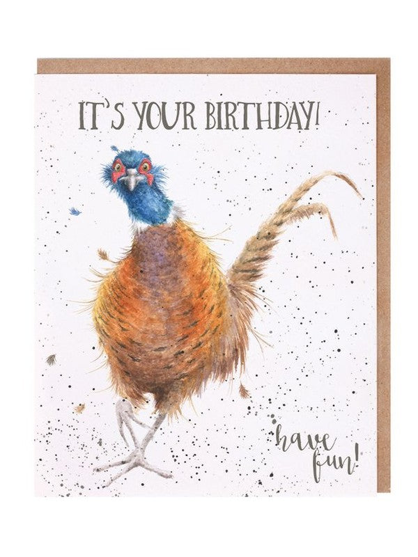 Card - AOC020 - Its your Birthday - have fun - pheasant