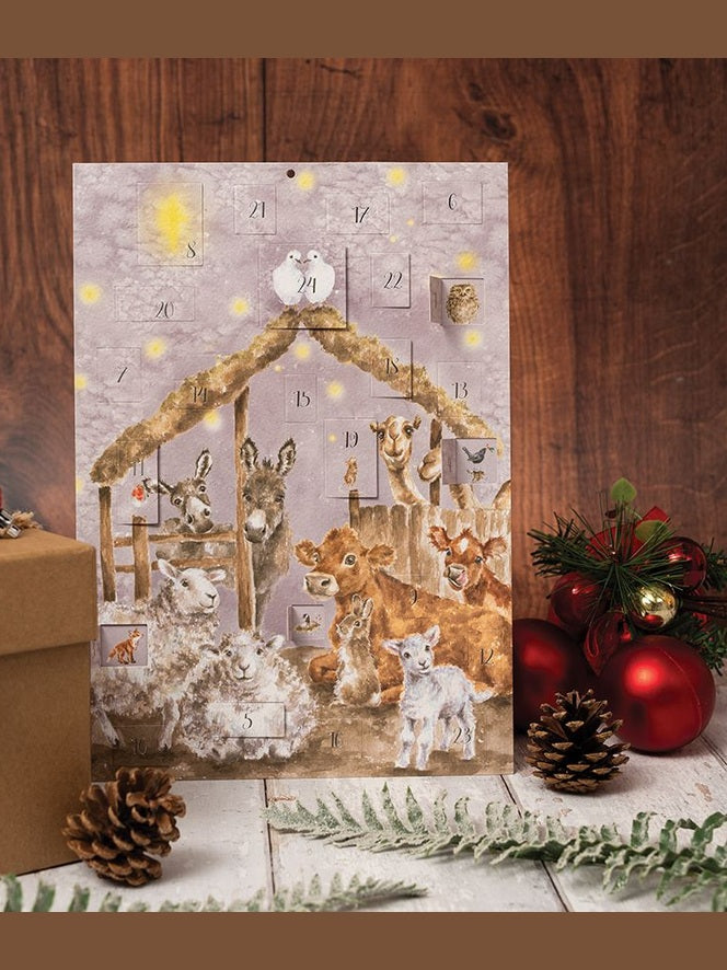 Advent Christmas Card (Large) - Away in a Manger - WADCAL003