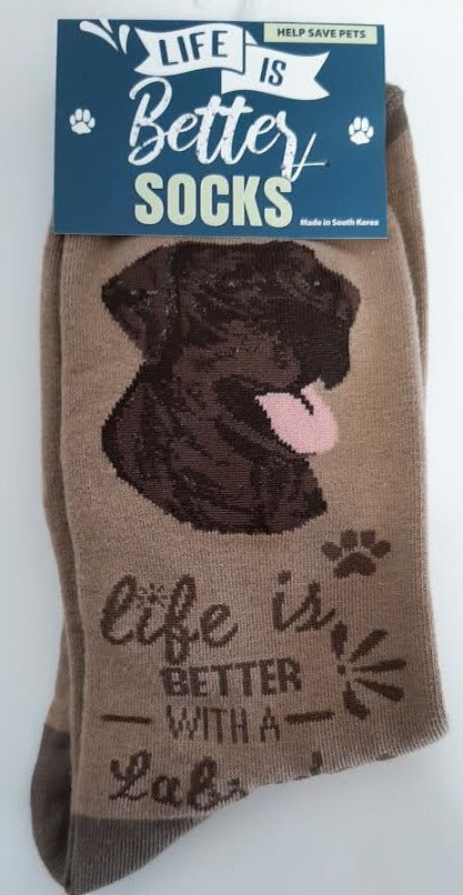 Chocolate Labrador-Life Is Good-Unisex-Socks 