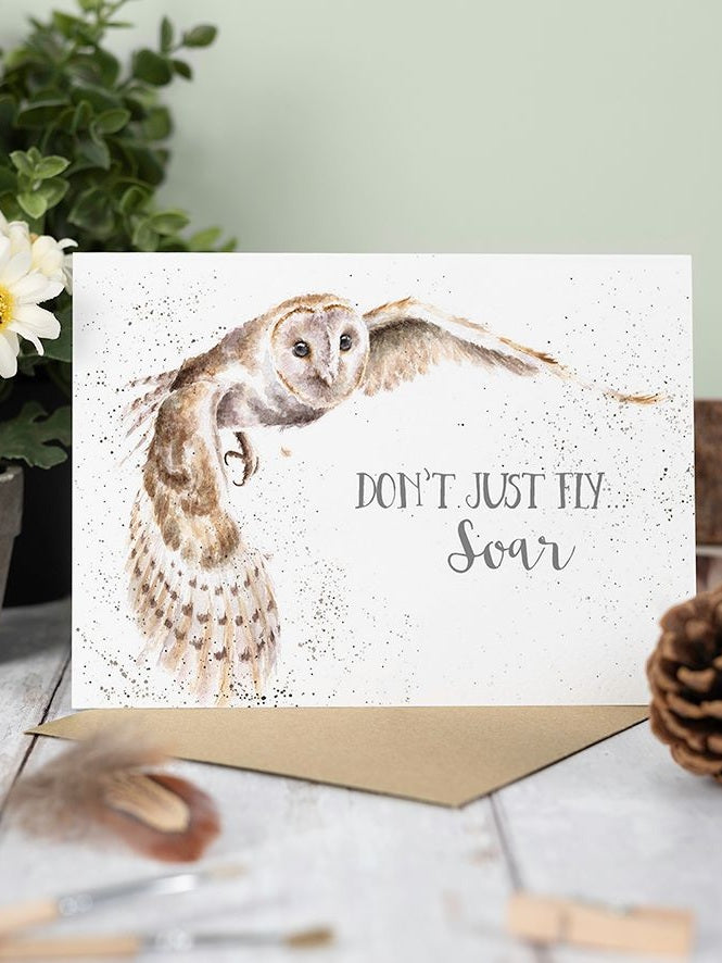 Card - AOC100 - Don't just fly..Soar! - Blank inside - Owl