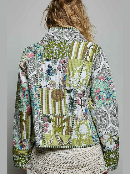Jacket Green Kimono Style Quilted 2 Pocket&nbsp; SMPQ1