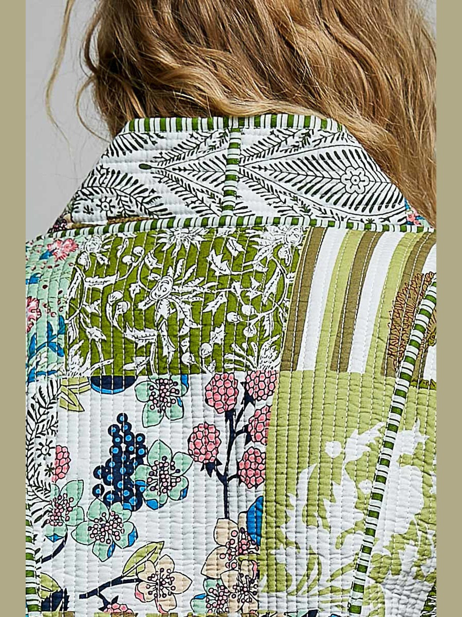 Jacket Green Kimono Style Quilted 2 Pocket&nbsp; SMPQ1