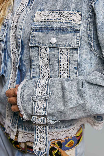 Pol- &nbsp;Jacket Denim 2 Pocket&nbsp; Wristlet Straps w Lace UWT850