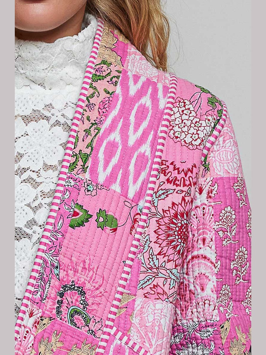 Pol- Jacket Pink Kimono Style Quilted 2 Pocket&nbsp; SMPQ1