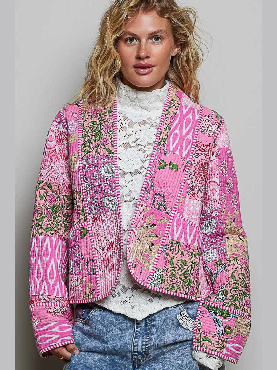 Pol- Jacket Pink Kimono Style Quilted 2 Pocket&nbsp; SMPQ1