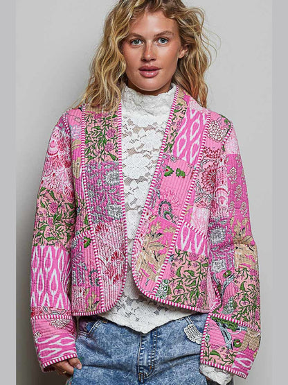 Pol- Jacket Pink Kimono Style Quilted 2 Pocket&nbsp; SMPQ1