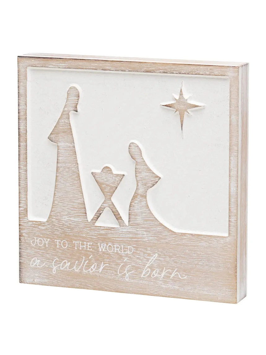  Christmas Sign Wooden Ornament Joy To The World A Savior Is Born  7"x 7" Fr-3172