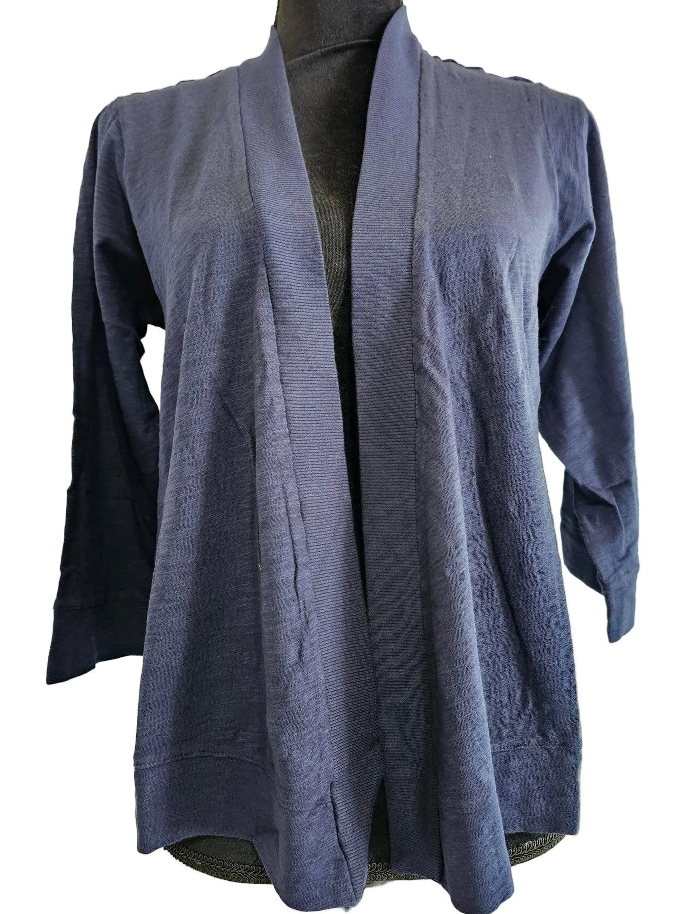 Cardigan Navy 3/4 Sleeve Slub Jersey Classic 41g-A2186