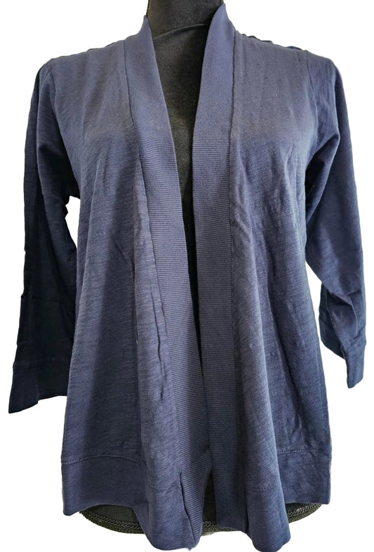 Cardigan Navy 3/4 Sleeve Slub Jersey Classic 41g-A2186