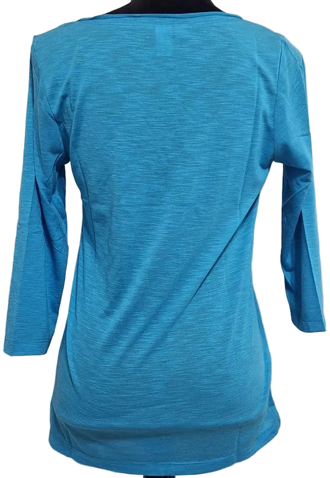 T Shirt Turquoise V-Neck 3/4 Sleeve Slub Jersey M308T