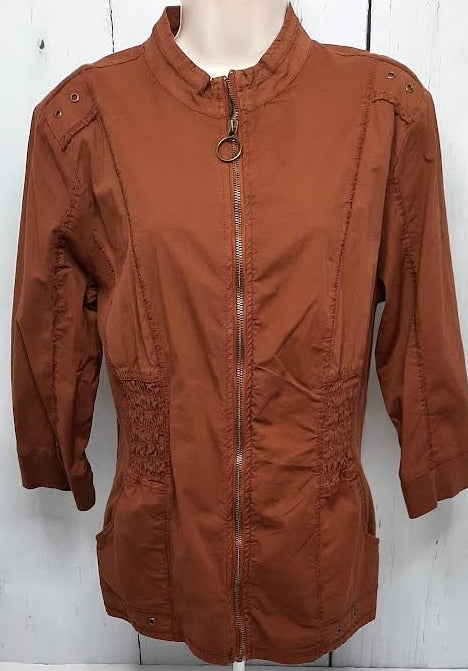 Jacket-Brown-2 Pocket-Zipper Front-Women's-14093w 