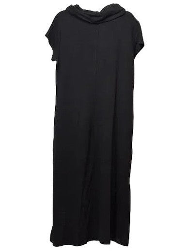 Dress Long Pullover Black Cowl Neck/Draw String 2 Pocket 1/4 Sleeve  112-5139