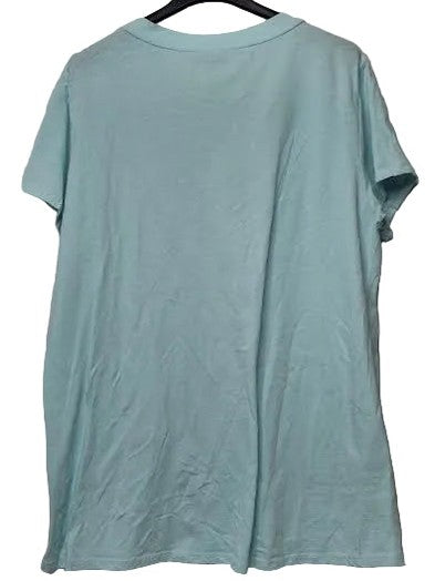 Marisima- Top Pullover Aqua Silve Heart/Silver Sequins V-Neck Short Sleeve Women's One Size 42102