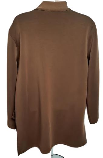 Cardigan - Brown - 2 Pocket-3/4 Sleeve- Women's - M42109jm 