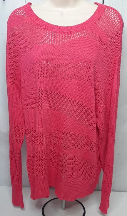 Sweater-Fuscia-Long Sleeve-Knit-Women's 