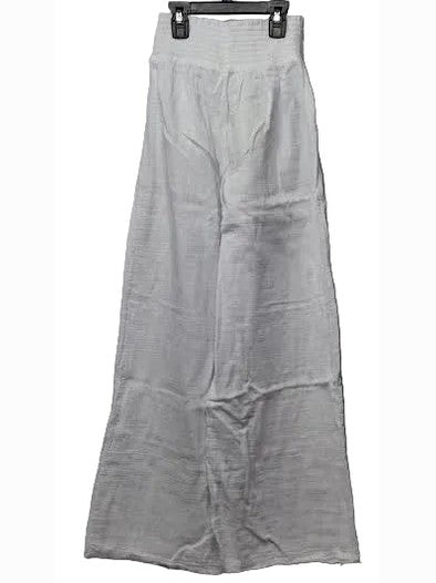 Pants White Smocked Waist Ankle Length 41g-Lo181