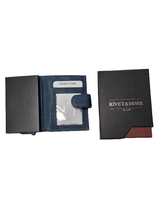 Card Case Blue Slim Slide Leather Bound SS01BLU