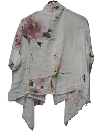 Top Cardigan White/Pink Floral   Women's One Size 14199WP