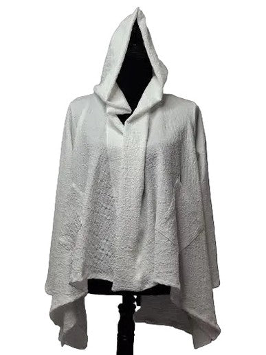 Cardigan Jacket Hooded White 2 Pocket Waffle Texture Long Sleeve&nbsp; C275wk