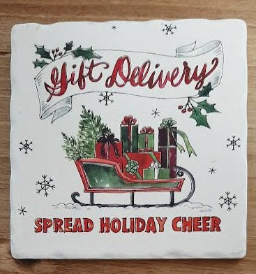 4x4"-Christmas Gift Delivery-Tile Coaster 