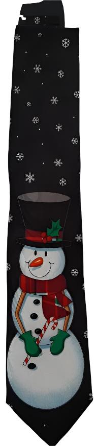 Black Snowman Christmas Tie 