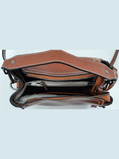 Hand Bag Faux Leather Brown -8x8x5" 446118c 