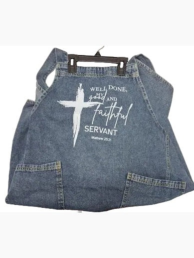 Apron Well one My Good And Faithful Servant Denim 2 Pocket Adult RTDAWD