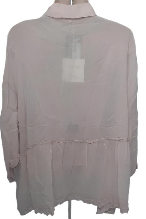 Shirt-Button Down-Peplum-Long Sleeve-Pink-Women's-80802PK 