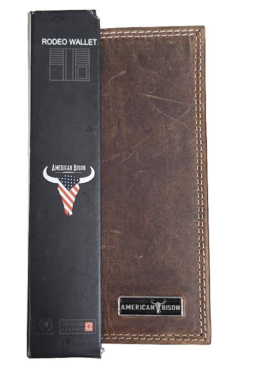 Rodeo Wallet Brown American Bison Leather aBRP01-502 – Razberry