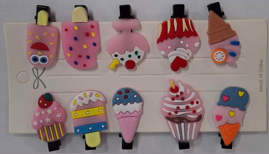 Barrettes/Hair Clips  Ice Cream Treats 10Pc Children's RTBICB