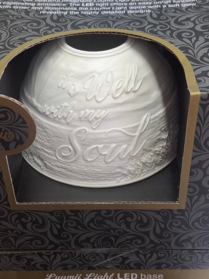 Light Dome Coastal It Is Well With My Soul  Porcelain W Led Base LD209