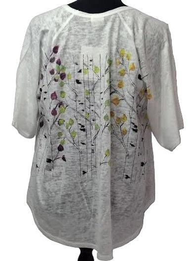 Shirt Pullover White Floral 1/2&nbsp; Sleeve Apple&nbsp; Women's&nbsp; C2007604
