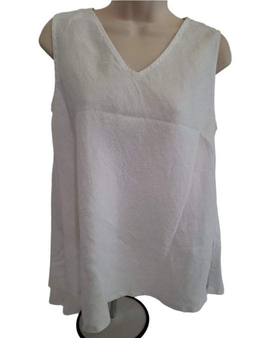 Top Tank V-Neck Petite Bias White Women's Plt2084 