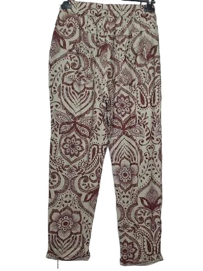 Marisima-Pants Almond/Red Floral 4 Pocket Rope Draw String&nbsp; Women's One Size 6468AR
