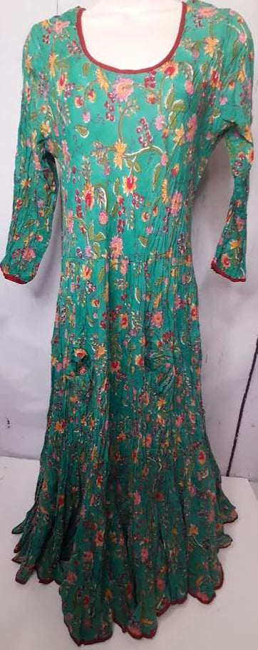 Dress Long 3/4 Sleeve Peacock Floral Women's sfdl-3 