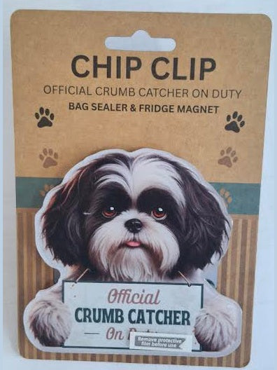 Chip Clip Magnet/Bag Sealer Shih Tu Black/White Puppy Dog 247-87B