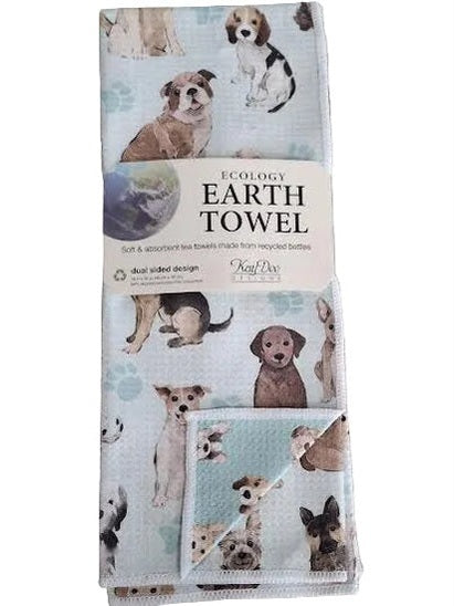 Earth Towel Tea Towel Dog & Paw Prints Ecology  r8633