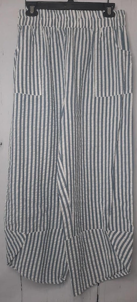 Pants-White/Blue Stripe-2 Pocket-Women's-Cv-323 