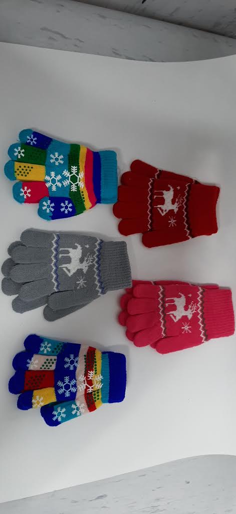 Gloves - Children's Multicolored/ Textured - Red, Grey ,Pink,Blue Glove 