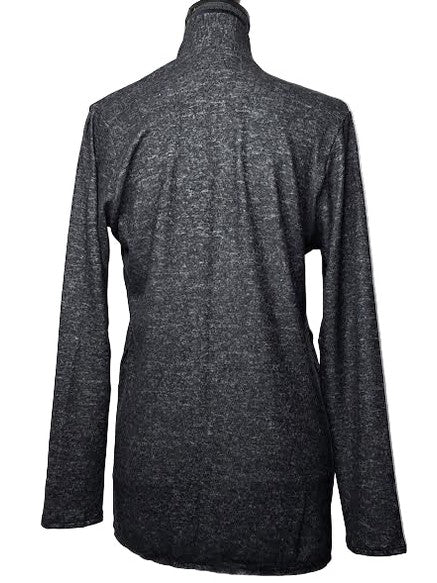 Cardigan Open Front 2 Pocket  Black Long Sleeve Women's S207