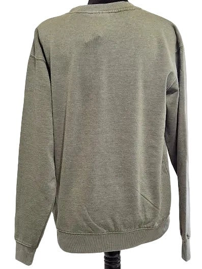 Sweatshirt Military Green Screen Print Asheville North Carolina Burn Wash Bpssmg