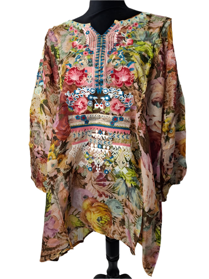 Shirt Pullover3/4 Sleeve Multi Colored Shear AAh6105 