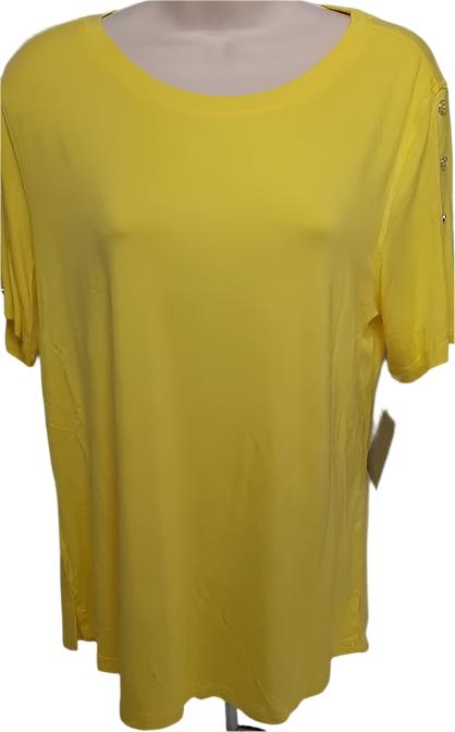 T-Shirt- Yellow Button /Sleeve- Women's-m23108tm 