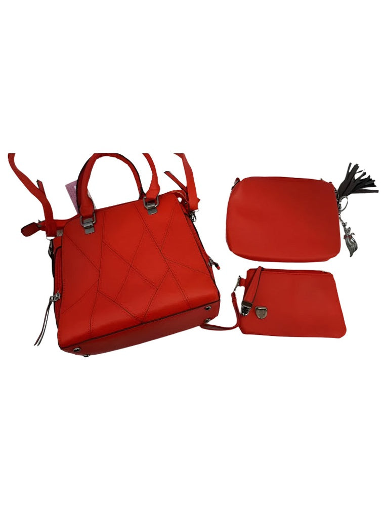 Handbag Faux Leather Red-3-Piece - 9.5x10" 669214x 