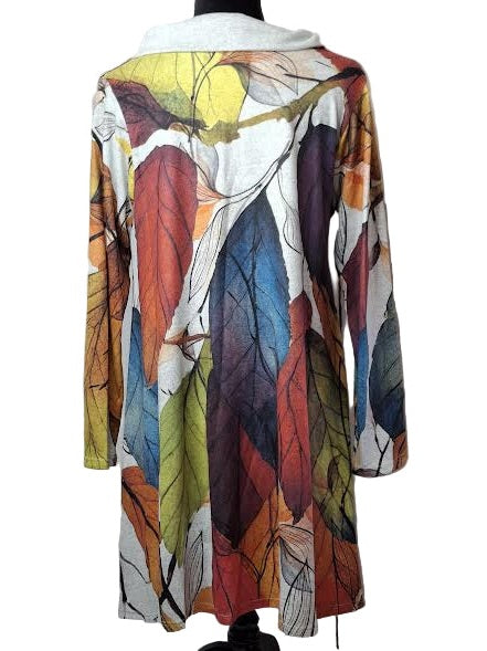 Jacket Zipper Front Colorful Leaves Long Sleeve Women's H6611R1276