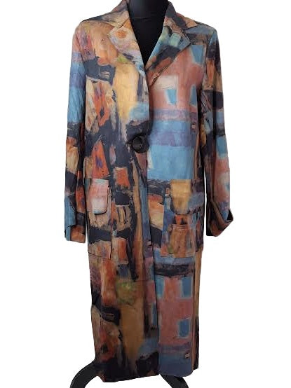 Jacket Suede Long Navy/Rust 1 Button&nbsp; Long Sleeve&nbsp; Women's 258538N