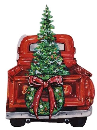 Tea Towel Christmas Red Truck /Tree White&nbsp;27.5"x18"