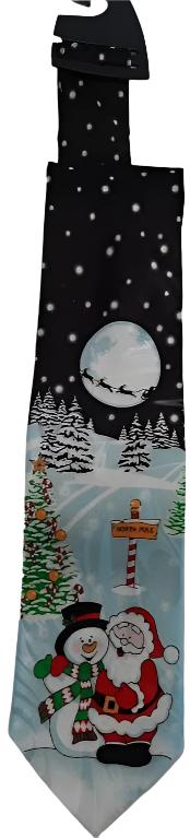 Black/Blue-Santa/Snowman-Christmas Tie 